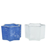 Kitchen Goods Star Glass Tealight Holder 5cm - White/Blue(2 Assorted)